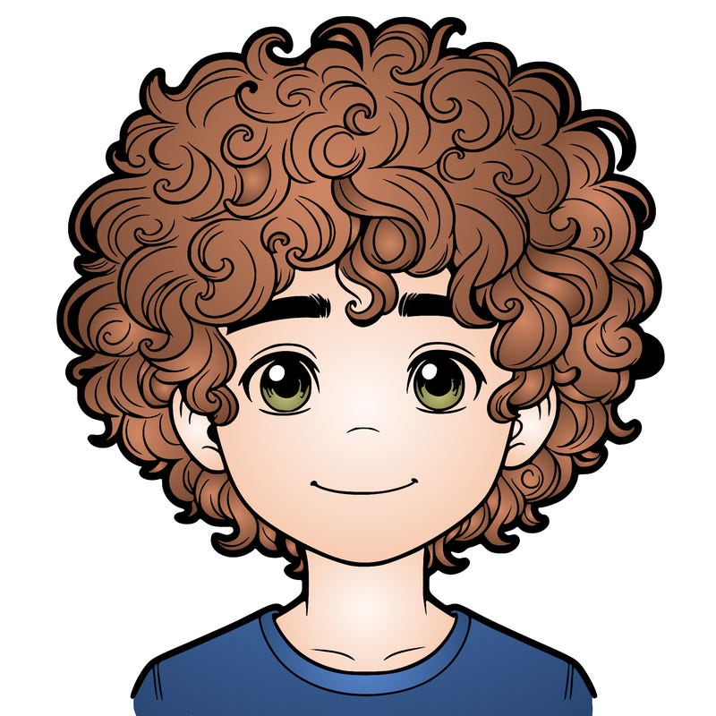 realistic curly hair boy