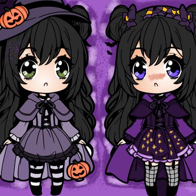 cute anime girl halloween