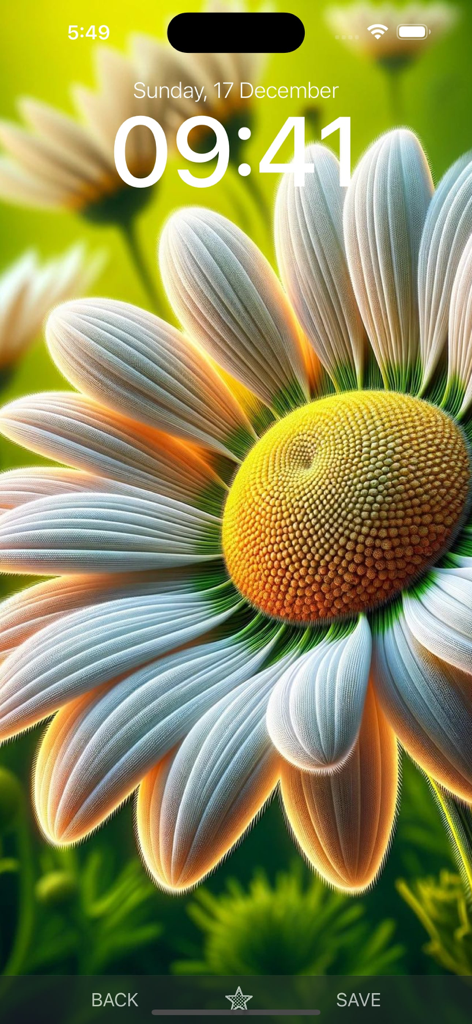 Anteprima di uno sfondo floreale di margherita macro ad alta definizione su una schermata di blocco di iPhone