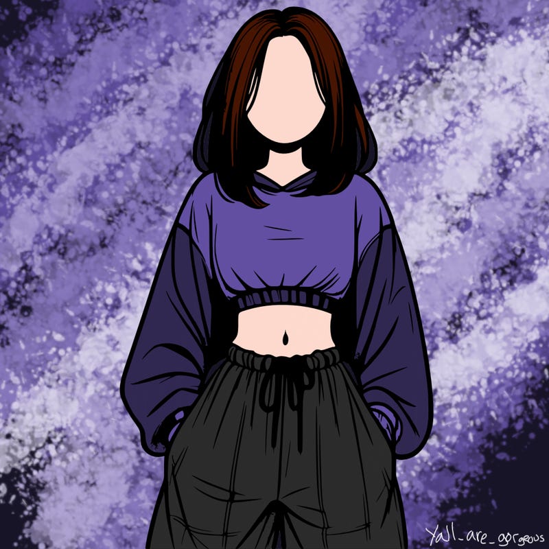 realistic girl faceless with baggy pants and a crop top