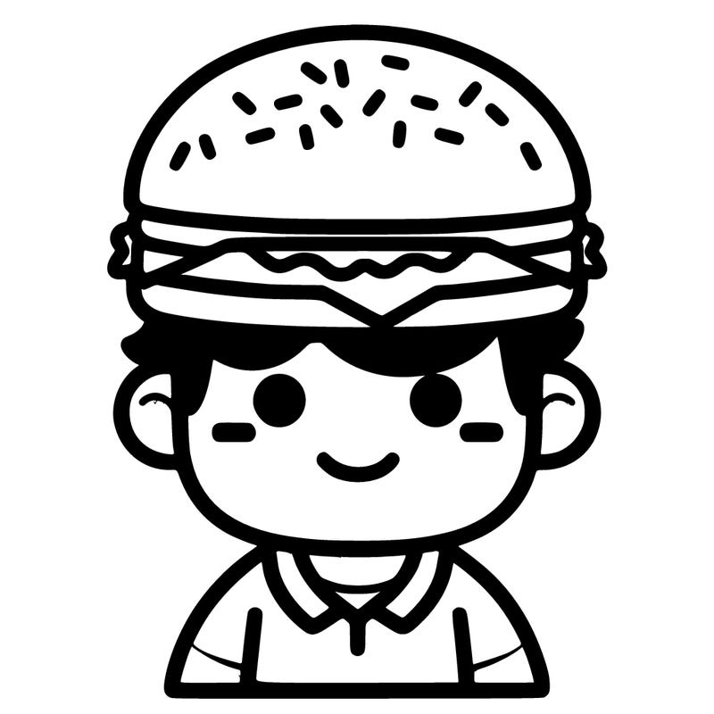 someone with burger hat