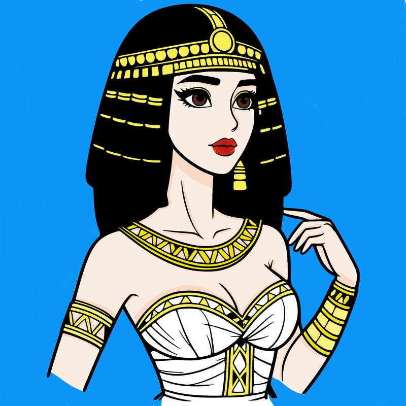realistic woman wearing a cleopatra costume