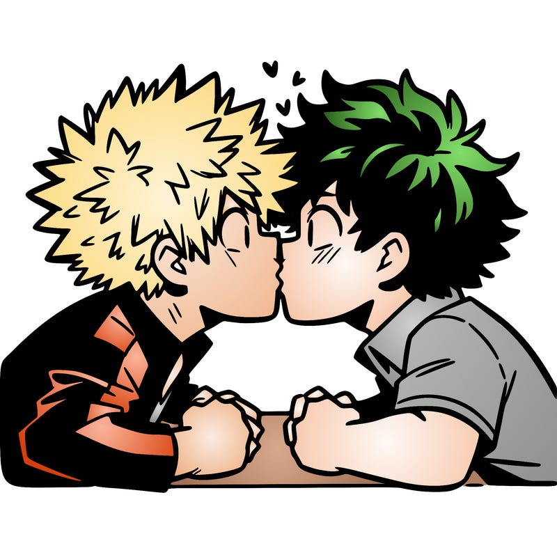 bakugou and deku smooching