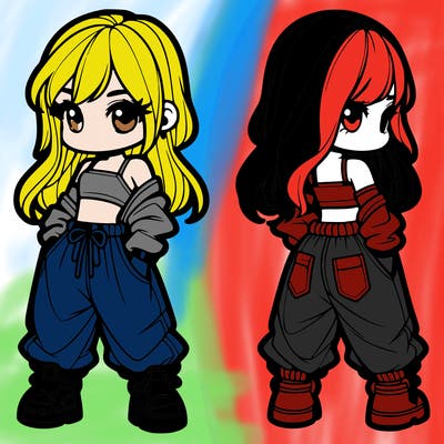 girl in crop top and baggy pants