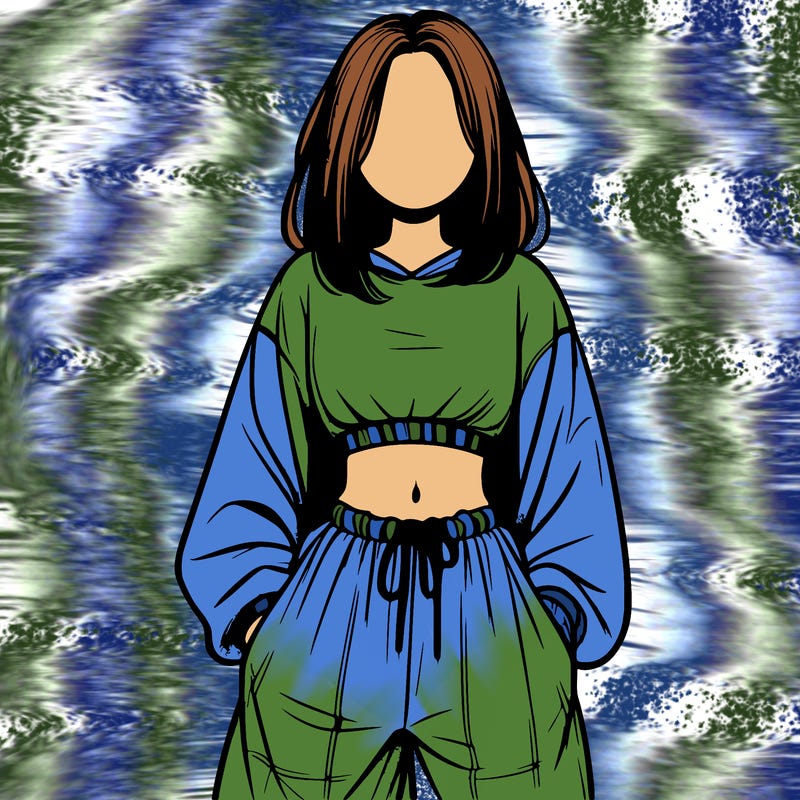 realistic girl faceless with baggy pants and a crop top