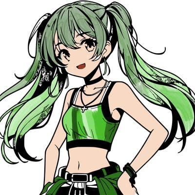 anime girl wearing crop top