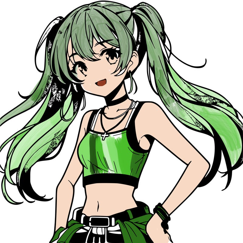 anime girl wearing crop top