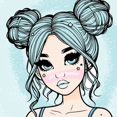 realistic girl with space buns