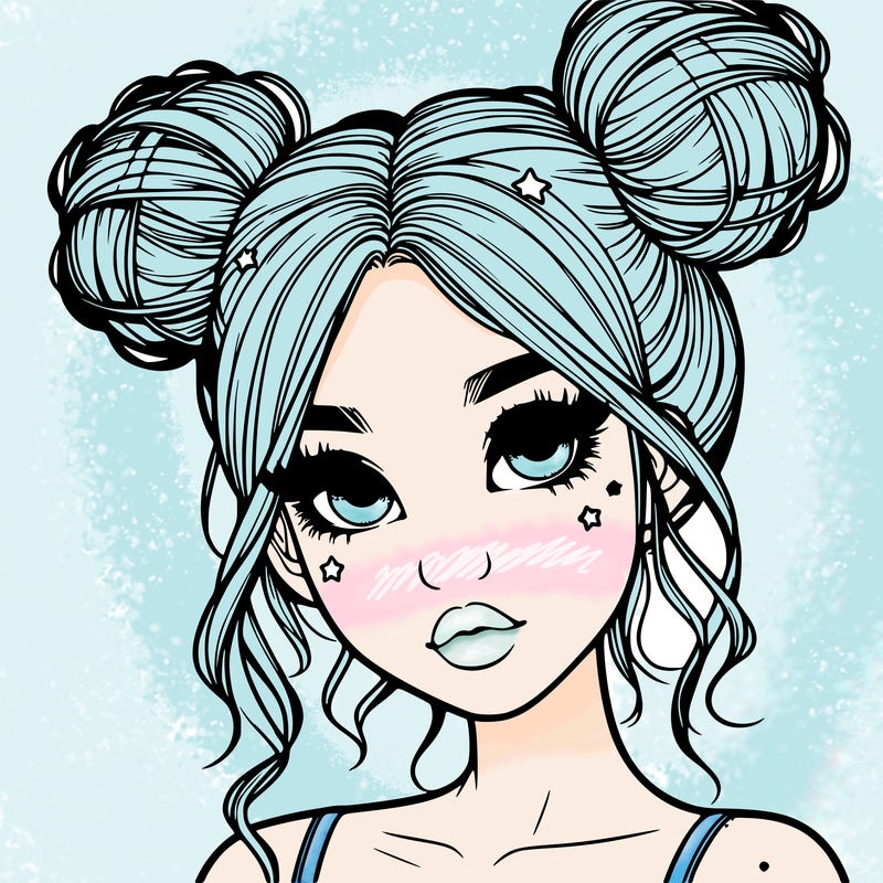 realistic girl with space buns