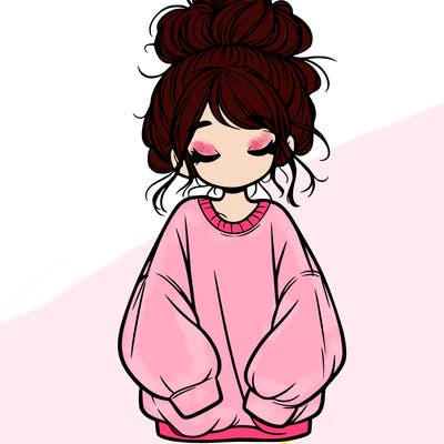 girl with baggy sweatshirt and messy bun