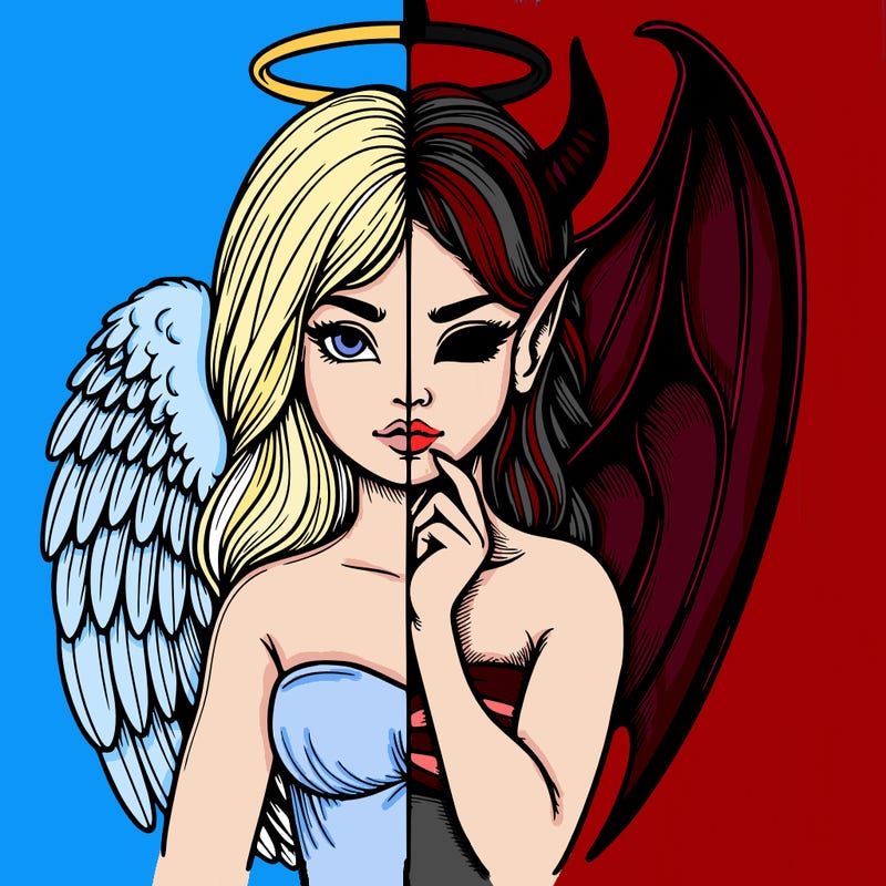 realistic angel half demon