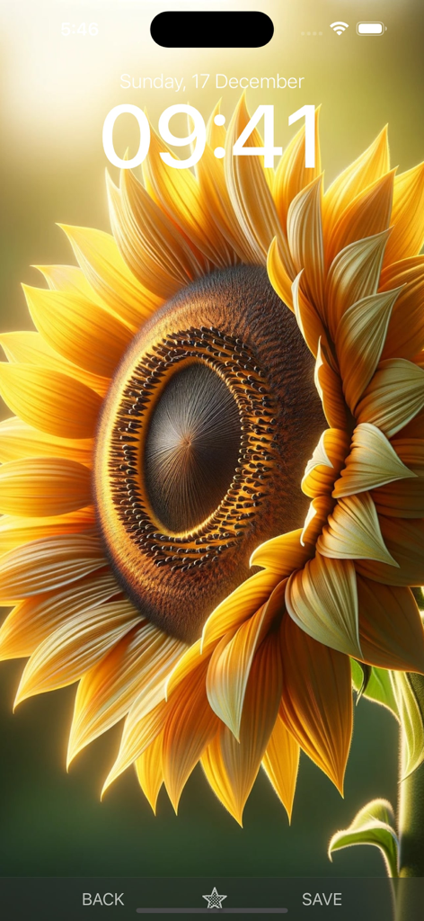 Vibrant sunflower wallpaper displayed on an iPhone lock screen