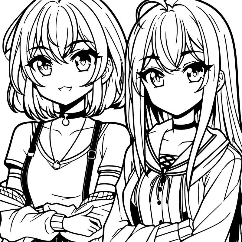 anime group of 2 girls
