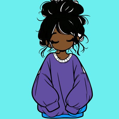 girl with baggy sweatshirt and messy bun