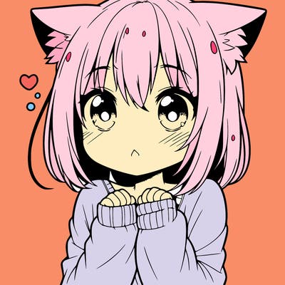 shy anime catgirl