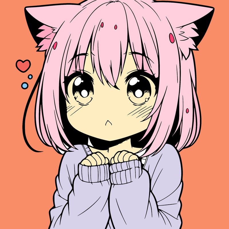 shy anime catgirl
