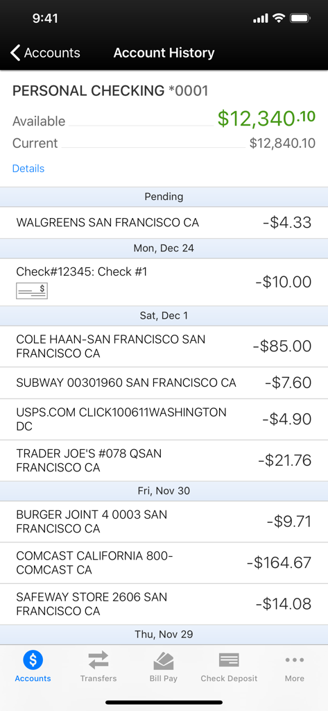 ESL Mobile Banking - ESL Mobile Banking App zeigt die Transaktionshistorie und die Salden des persönlichen Girokontos