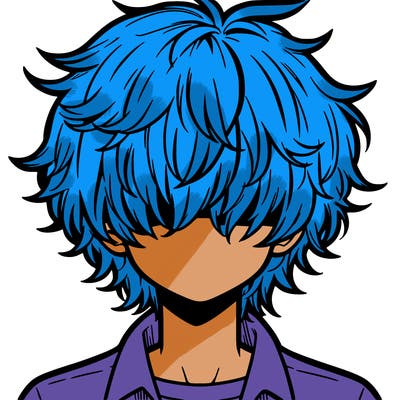 manga boy fluffy hair covering his eyes