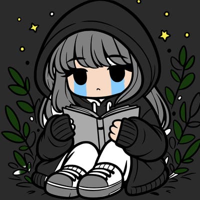 girl in oversized hoodie reading a book