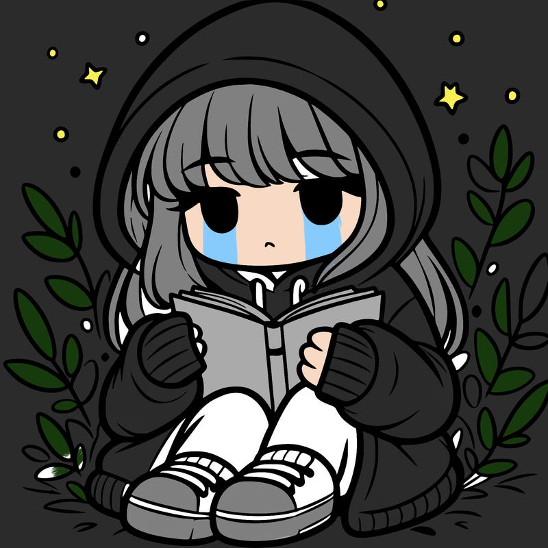 girl in oversized hoodie reading a book