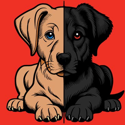 realistic dog split picture