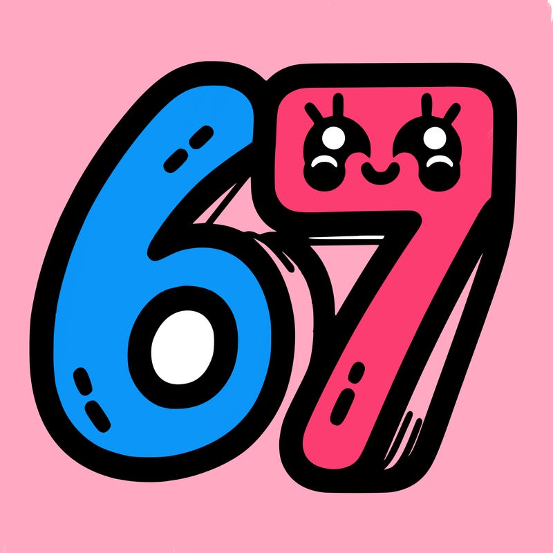 the numbers 67