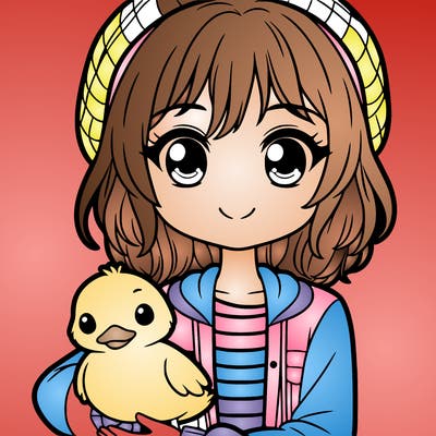 a cute teenage girl holding a duck