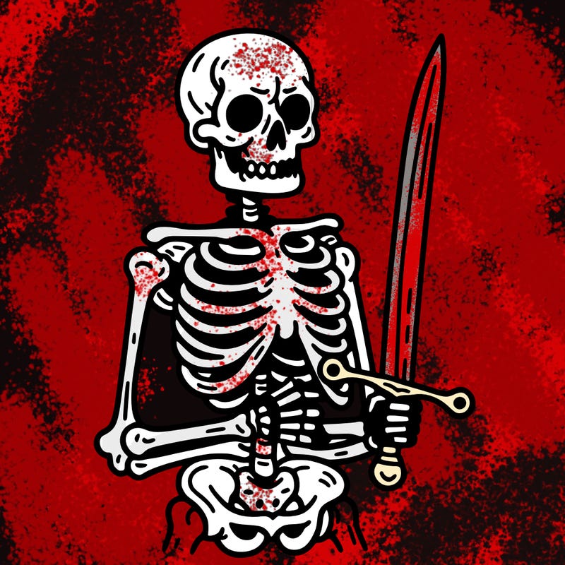 skeleton holding sword