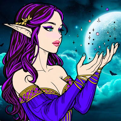 realistic elf girl doing magic