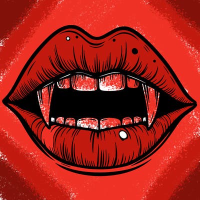 lips with vampire teeth