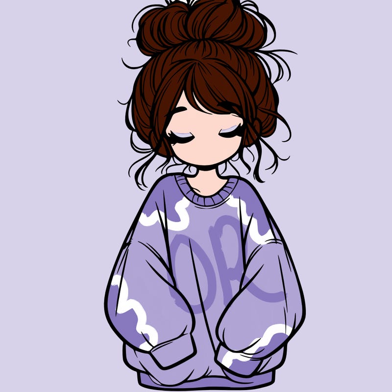 girl with baggy sweatshirt and messy bun