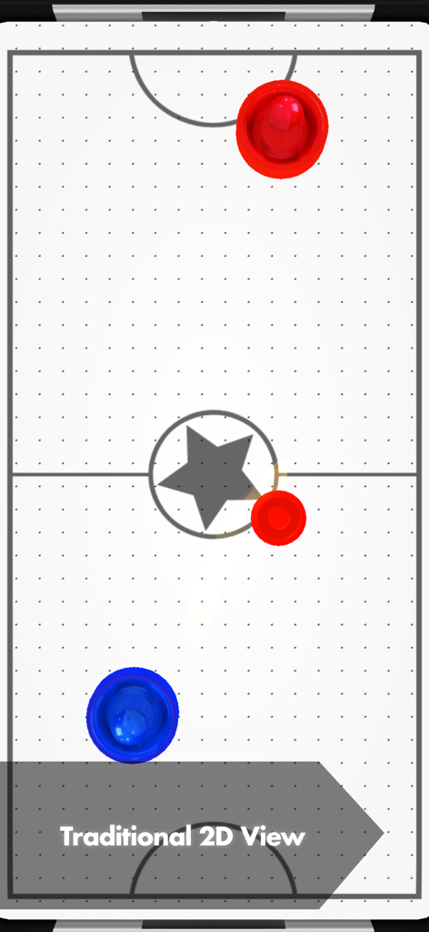 Air Hockey Blast - Top down traditional 2D gameplay view of Air Hockey Blast featuring red and blue paddles on a white table