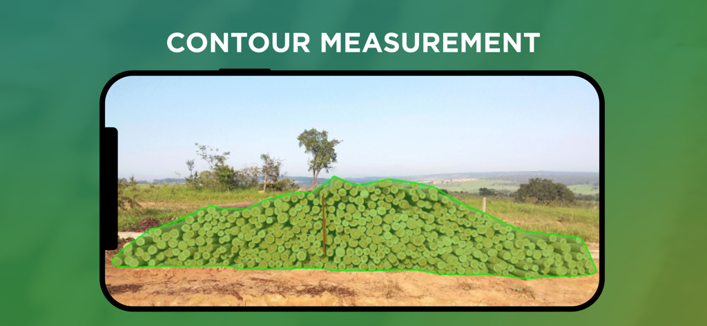 Digital measurement of a timber pile contour using the Timbeter app on a smartphone