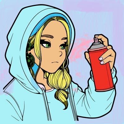 a realistic girl, spray painting