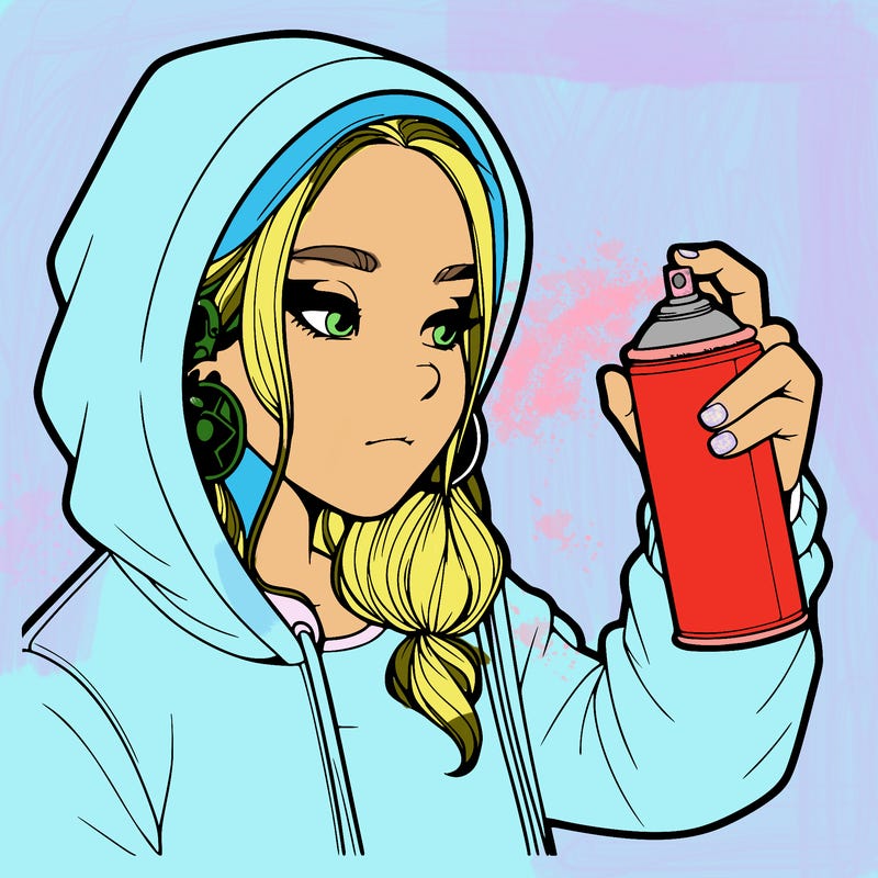 a realistic girl, spray painting