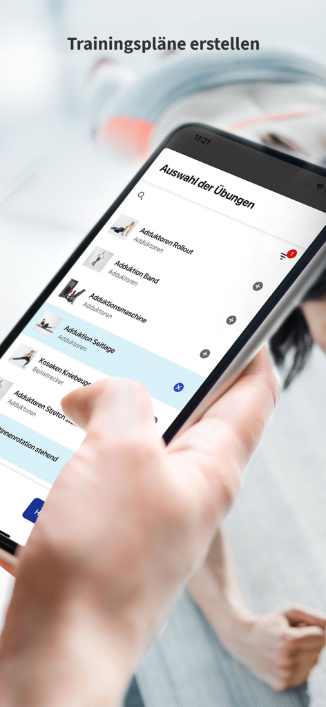 Magicline - A fitness trainer selecting exercises to create a workout plan on the Magicline mobile app
