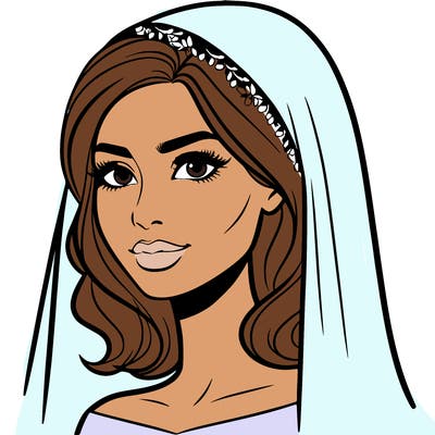 a mature girl with a gorgeous face with a veil
