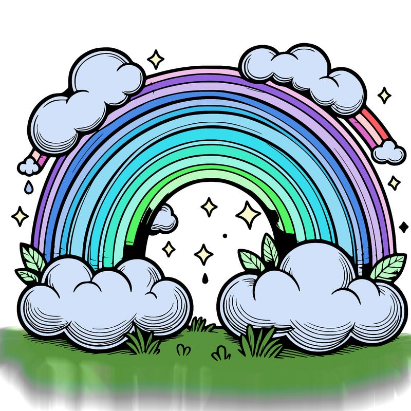 realistic rainbow and clouds