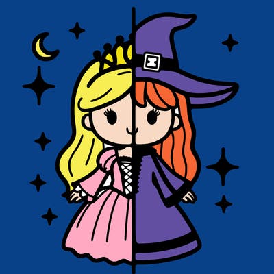 split princess and witch