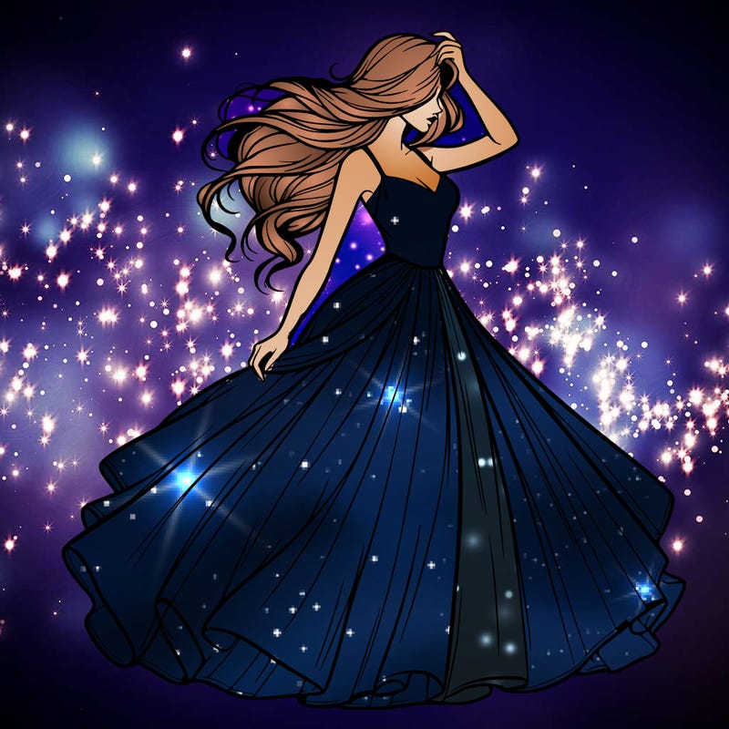 realistic woman with dress flowing in the wind