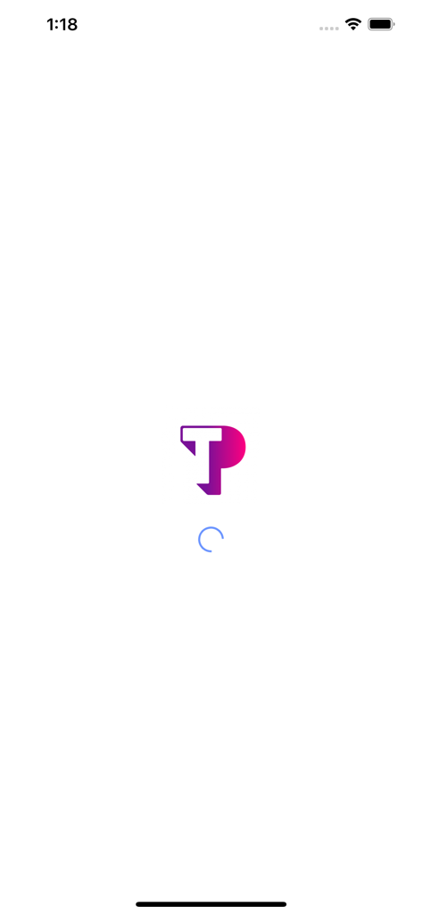 TP Society - Splash screen of the TP Society app with the Teleperformance logo and a loading spinner