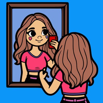 girl taking a mirror selfie
