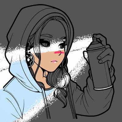 a realistic girl, spray painting