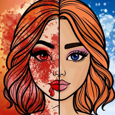 realistic girl split half