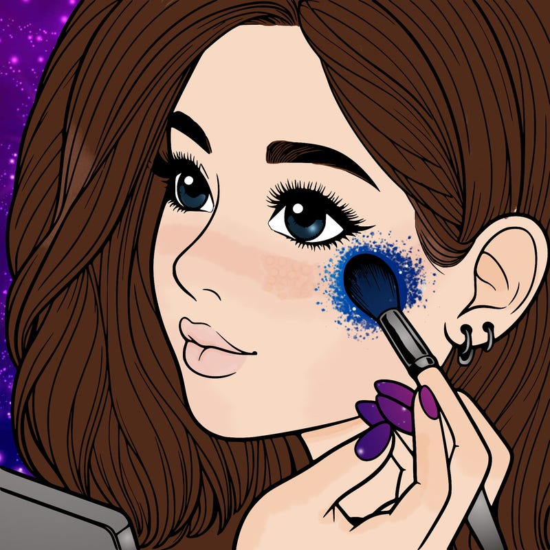 a realistic girl doing her makeup