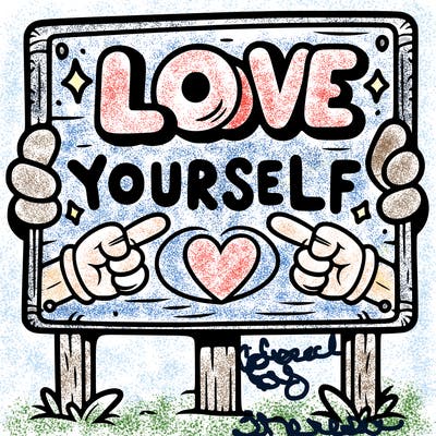a sign where it is written: love yourself