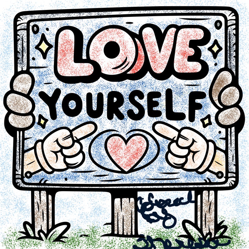 a sign where it is written: love yourself