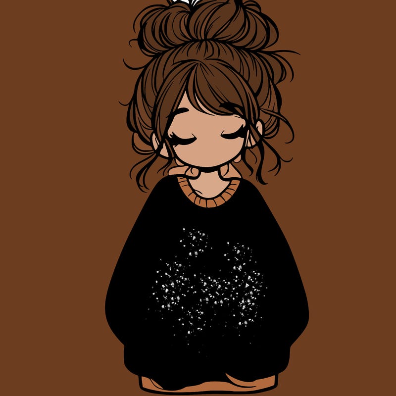 girl with baggy sweatshirt and messy bun
