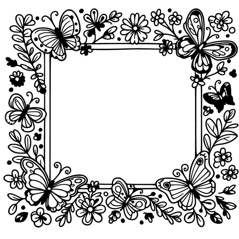 frame border with butterflies and nothing inside