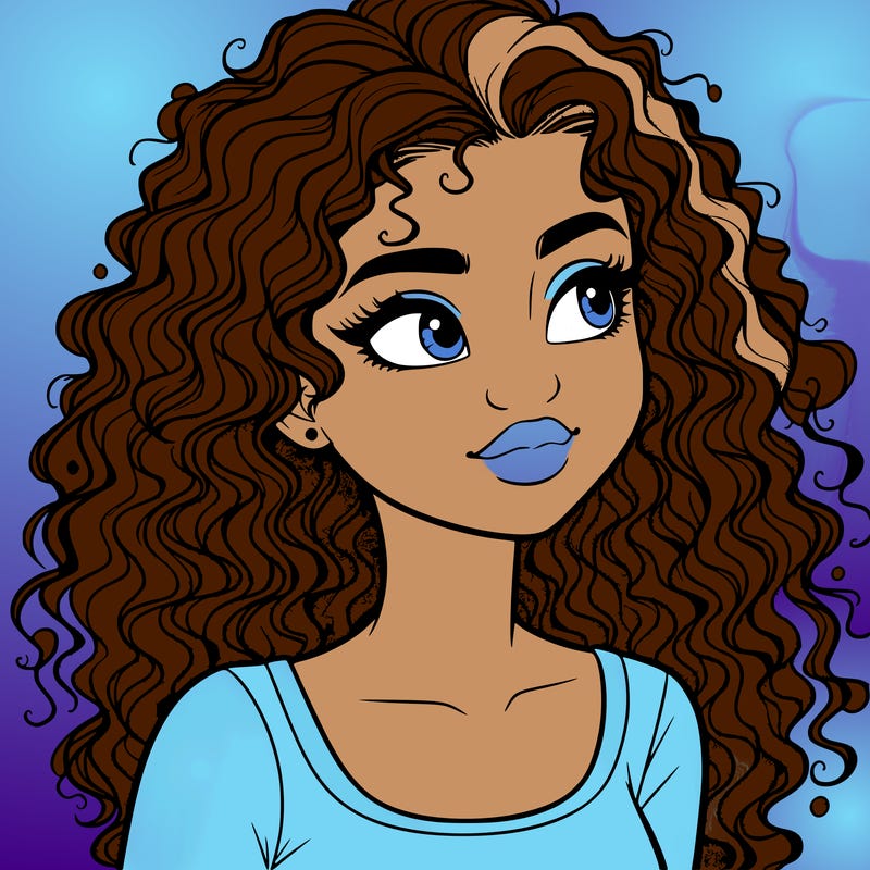 realistic girl with curly hair